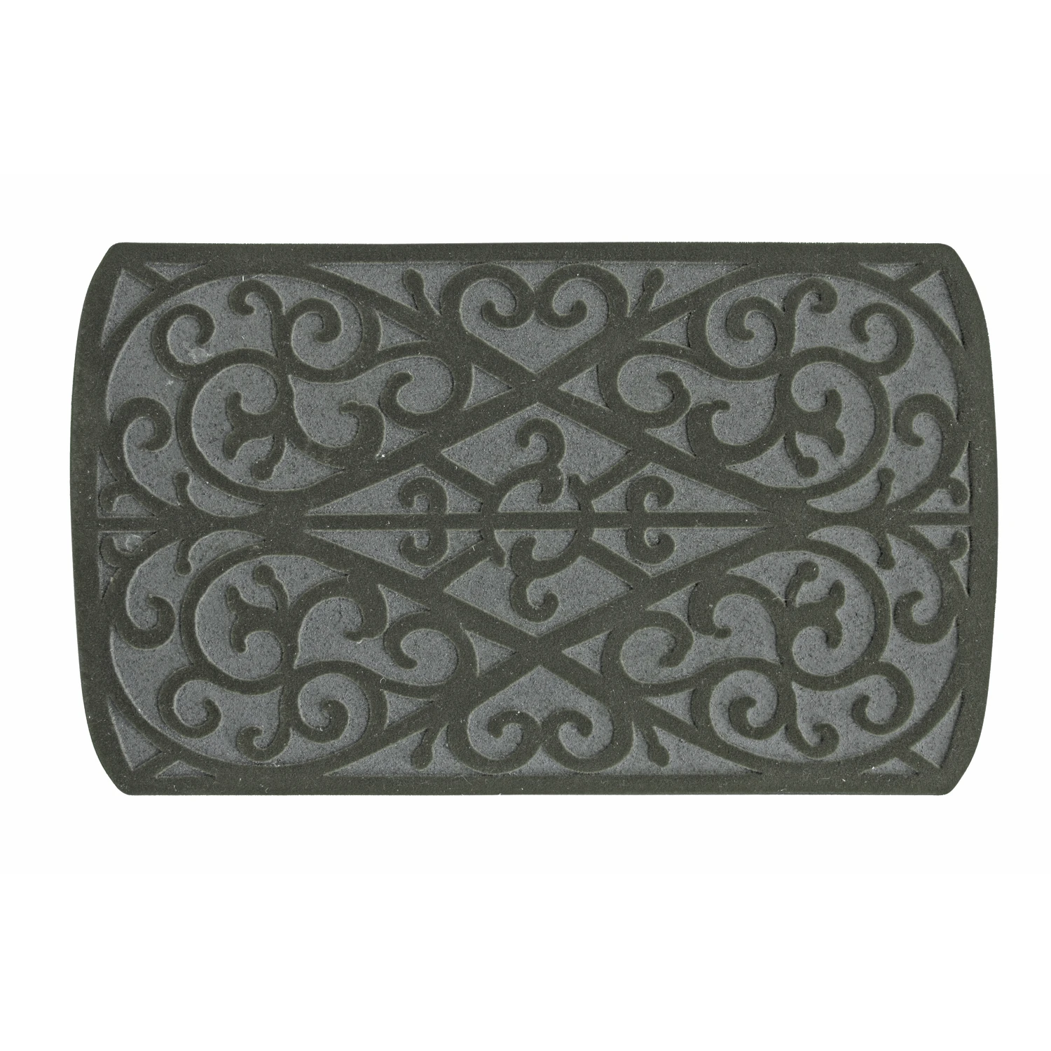 Heavy-duty Rubber Doormat, Scroll Design, Gray, 18 x 30 In.