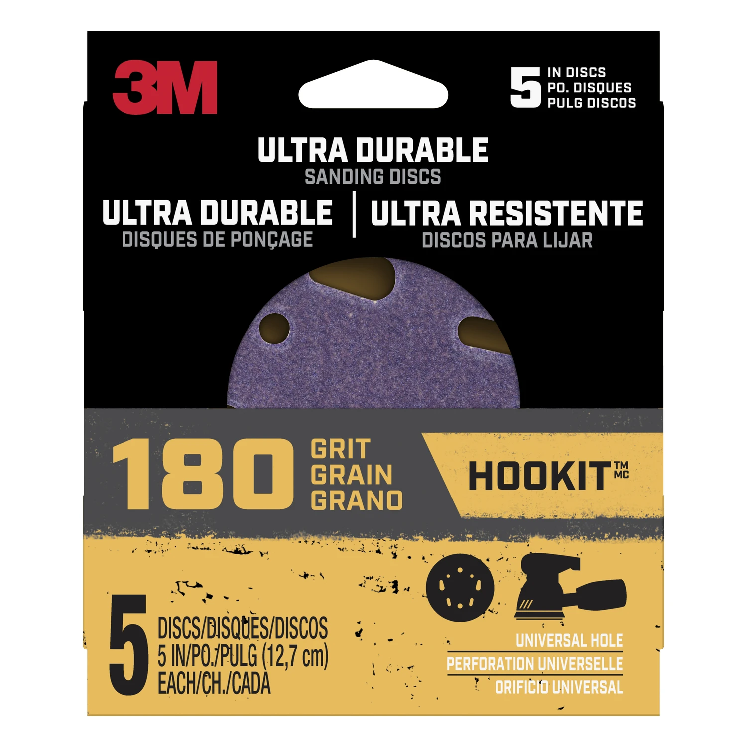 Ultra Durable Power Sanding Discs, Universal, 180 Grit, 5 In., 5-Pk.