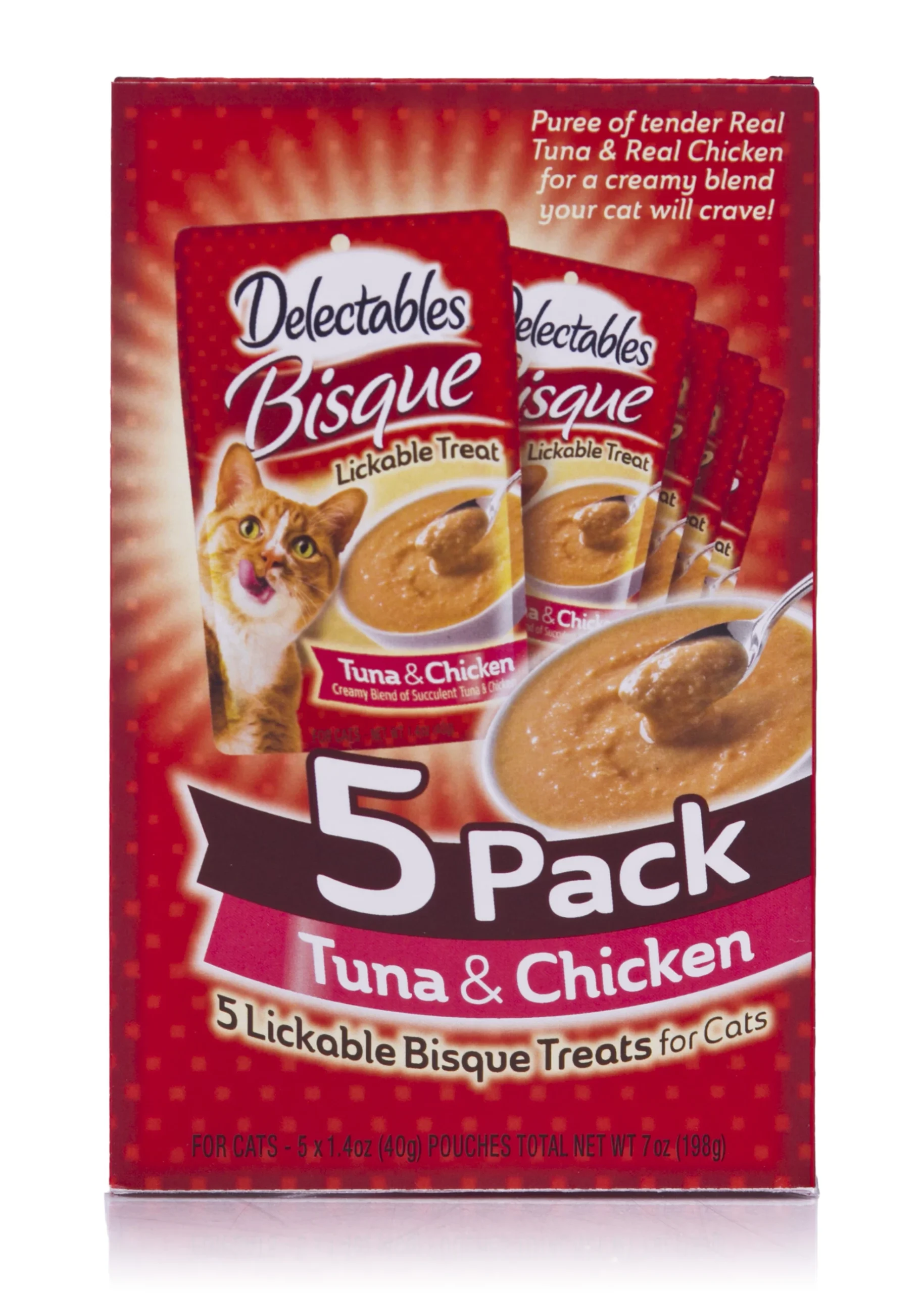Lickable Bisque Treats for Cats, Chicken & Tuna, 1.4 oz. Each, 5-Pk.