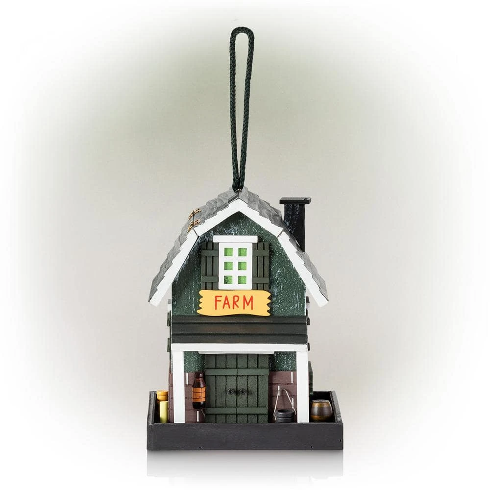 9 Inch Tall Multi Colored Hanging Farm Store Bird Feeder