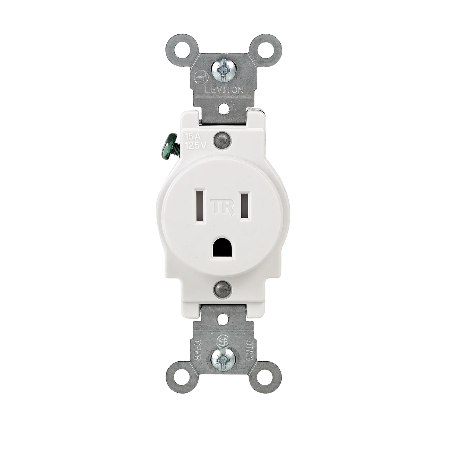 15 AmpCommercial Grade Tamper Resistant Single Outlet, White