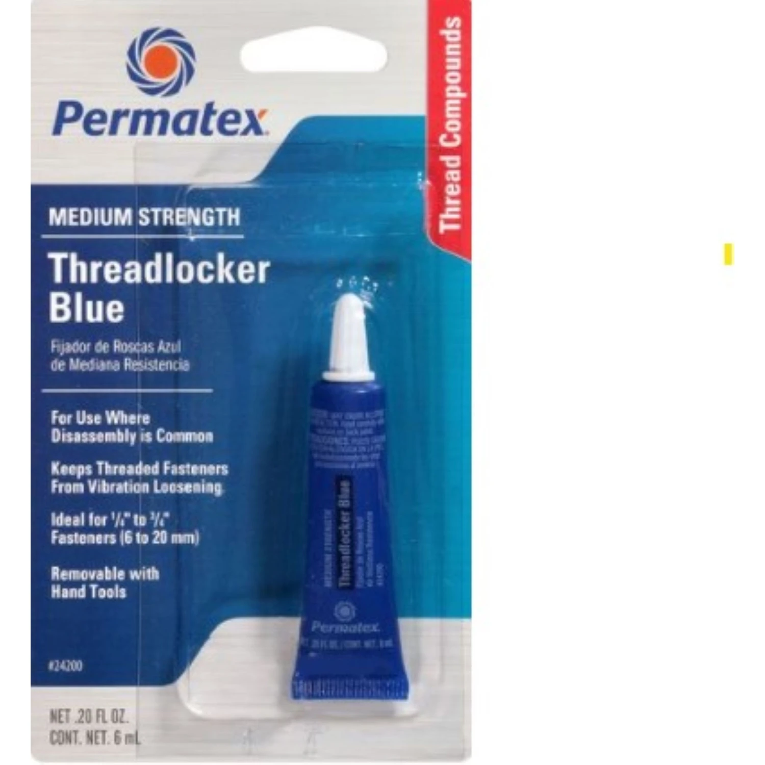 Blue Threadlocker, Medium-Strength, 6-mL