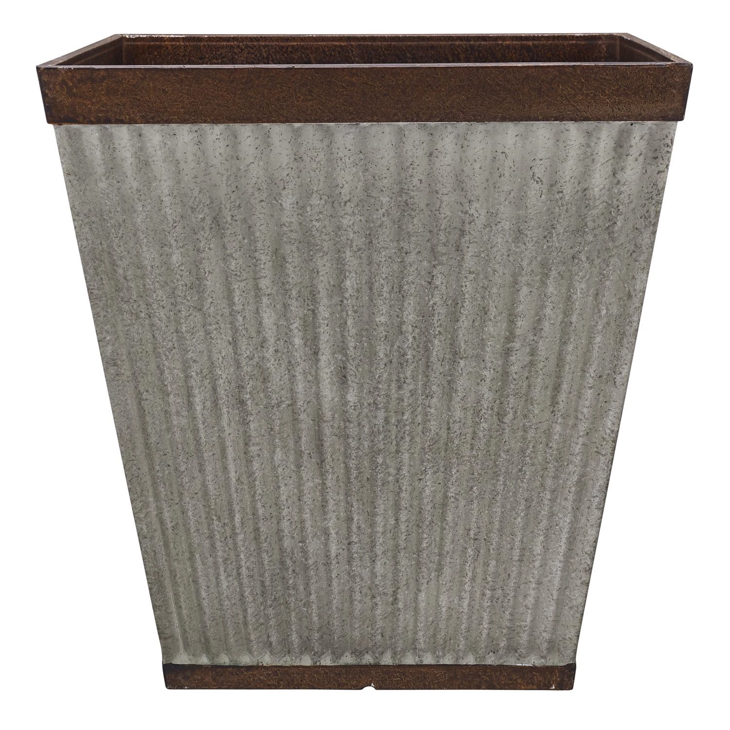 Westlake 16 In. X 16 In. Resin Rustic Galvanized Square Planter