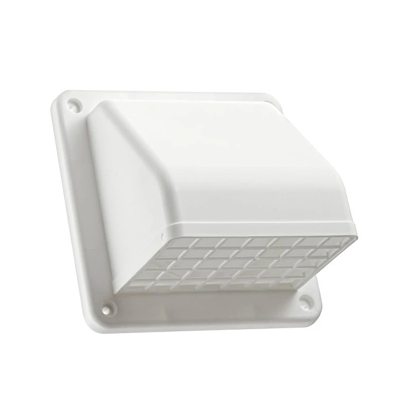 4 In. Exhaust Wall Hood Vent, White Plastic