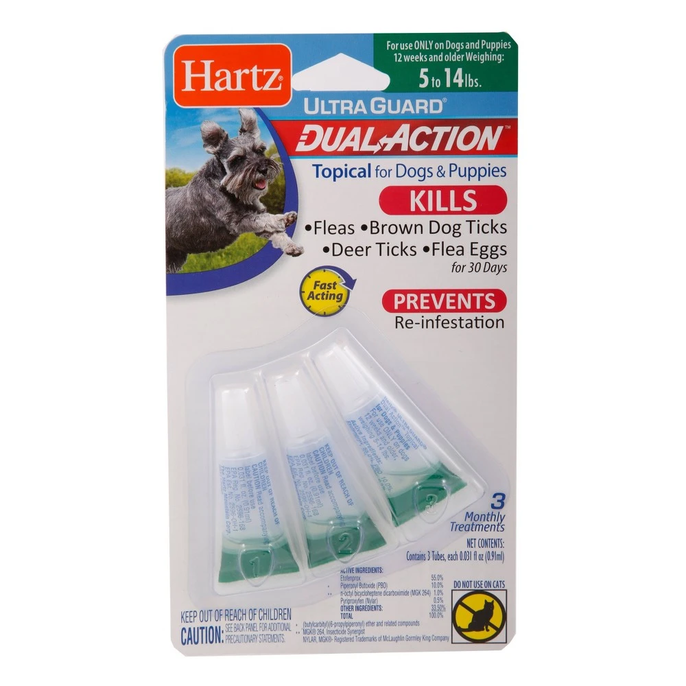 UltraGuard Dual-Action Topical Flea & Tick Drops, 5-14 Lb. Dogs, 3-Pk.