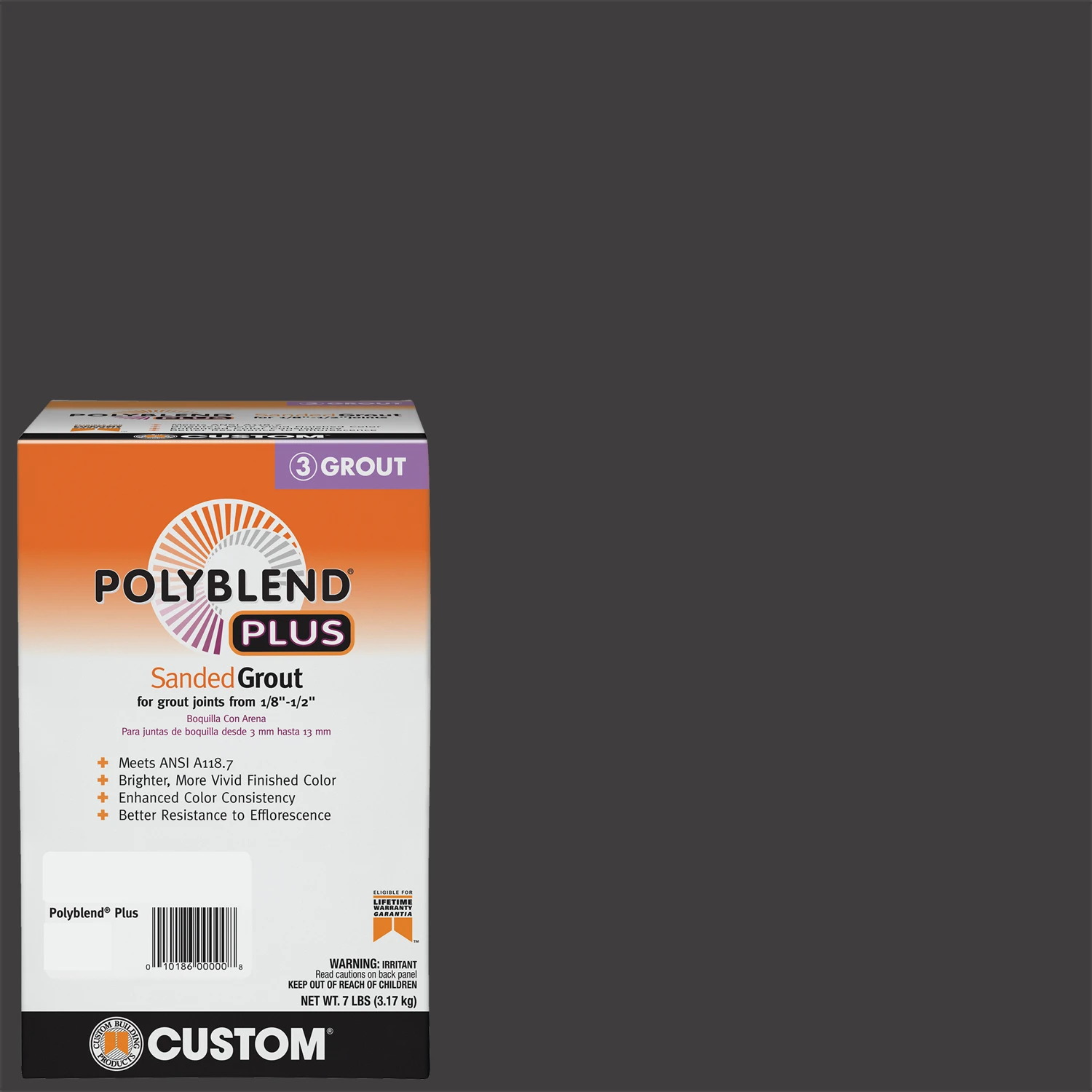 Polyblend Plus Sanded Grout, Charcoal, 7 Lb.