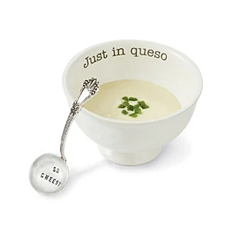 Just In Queso Dip Set With Serving Spoon - White Ceramic