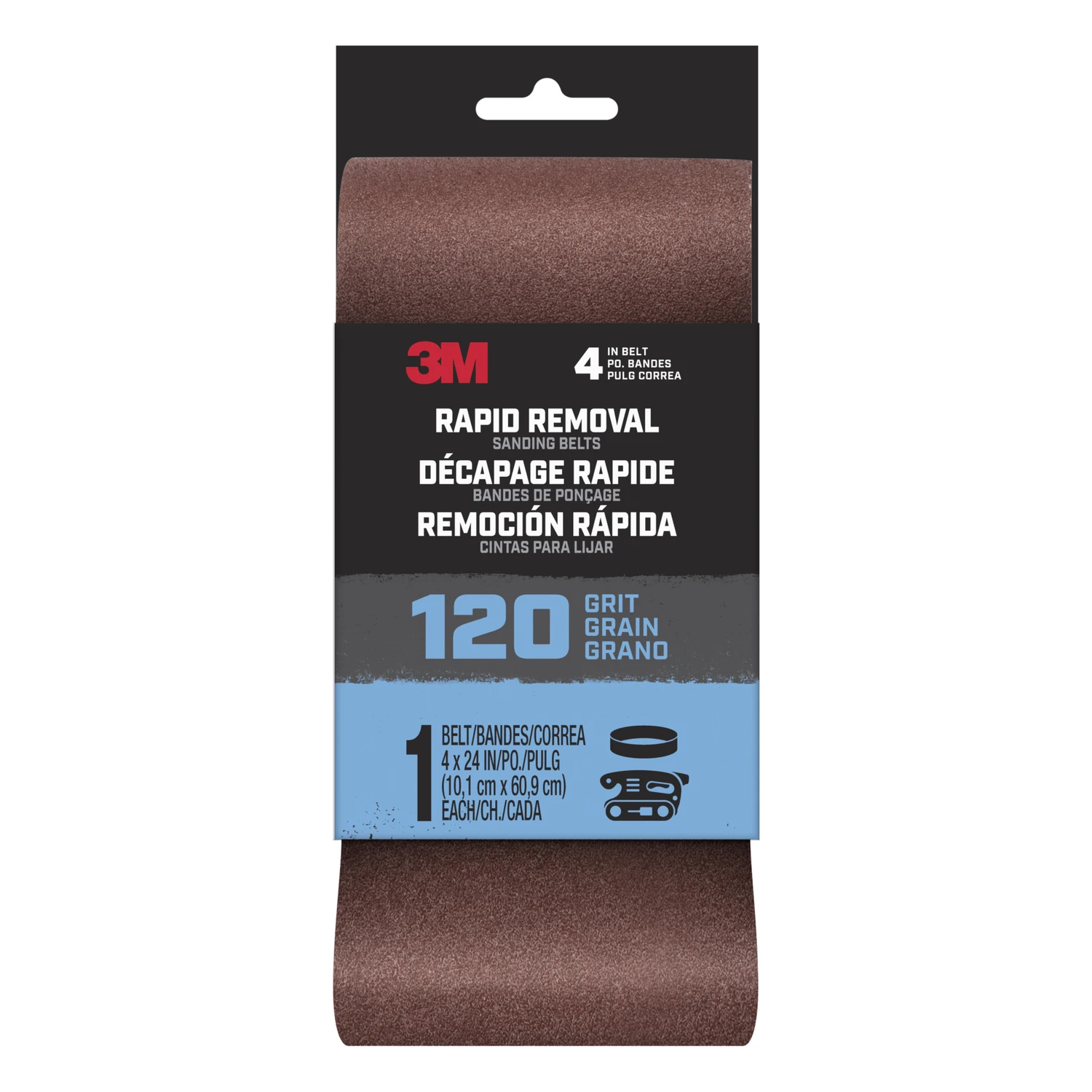 Rapid Removal Power Sanding Belt, 120 Grit, 4 x 24 In.