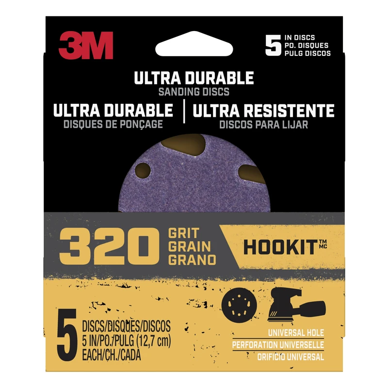 Ultra Durable Power Sanding Discs, Universal, 320 Grit, 5 In., 5-Pk.