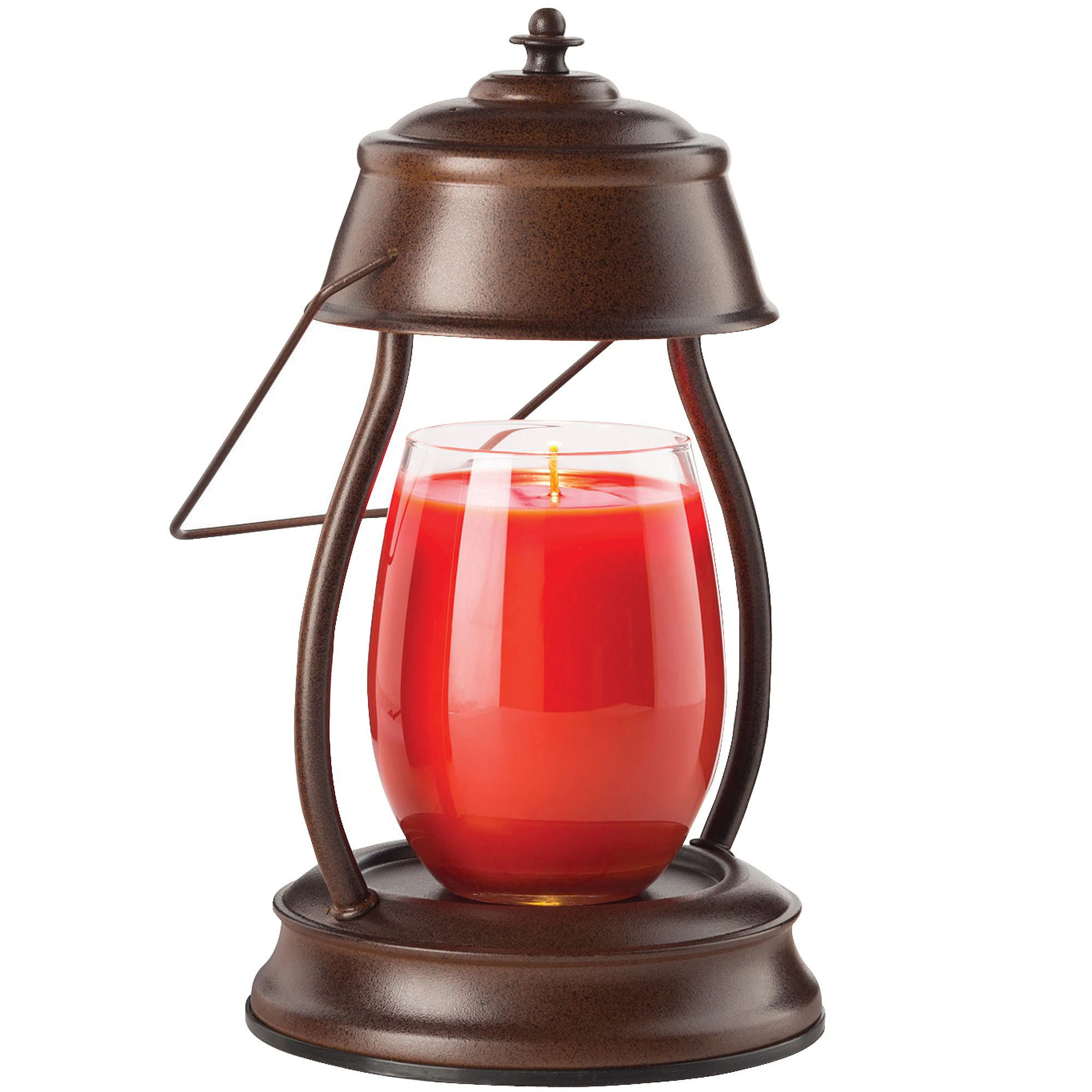 11.5 In. Rustic Brown Hurricane Candle Warmer Lantern - Elegant Home Decor