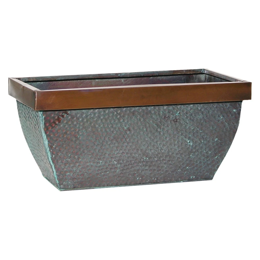 Home & Garden 14-inch Traverso Metal Planter In Green Patina Finish