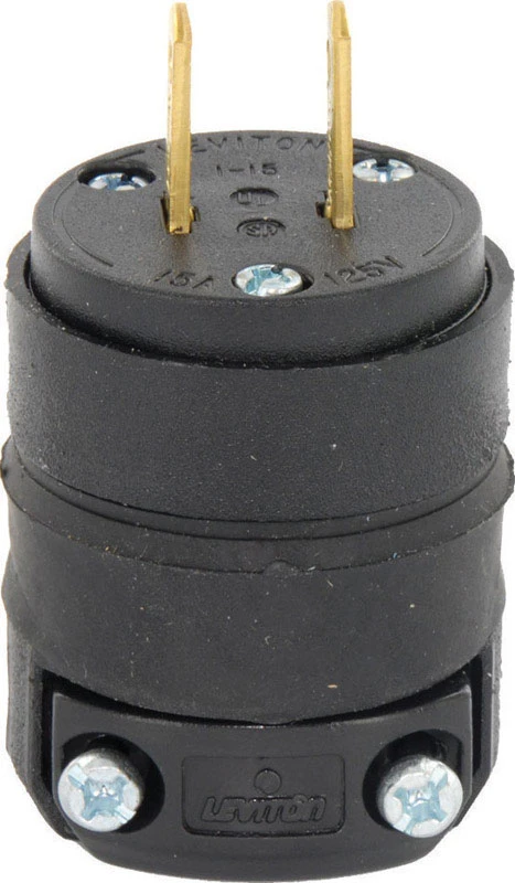 15a 125v 2-wire 2-pole Rubber Cord Plug For Rough Use