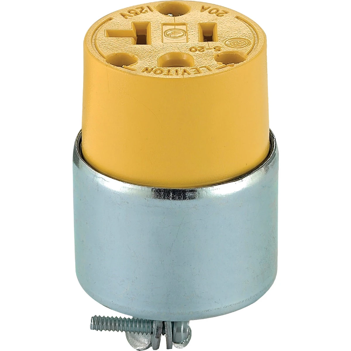 20 Amp 125 Volt 3-wire 2-pole Armored Cord Connector - Model 000-520ca