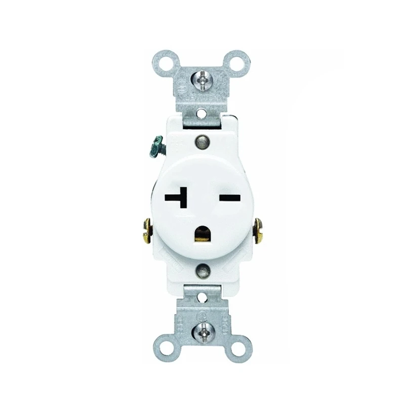20 Amp Commercial Grade Double-Pole Single Outlet, White