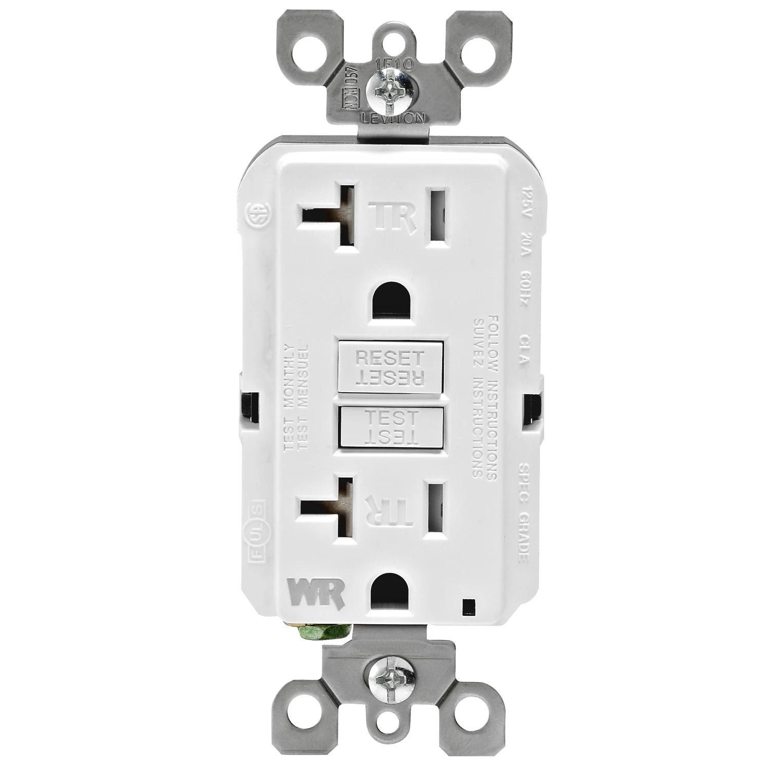 20 Amp 125-Volt Duplex Self-Test Tamper Resistant/Weather Resistant GFCI Outlet, White