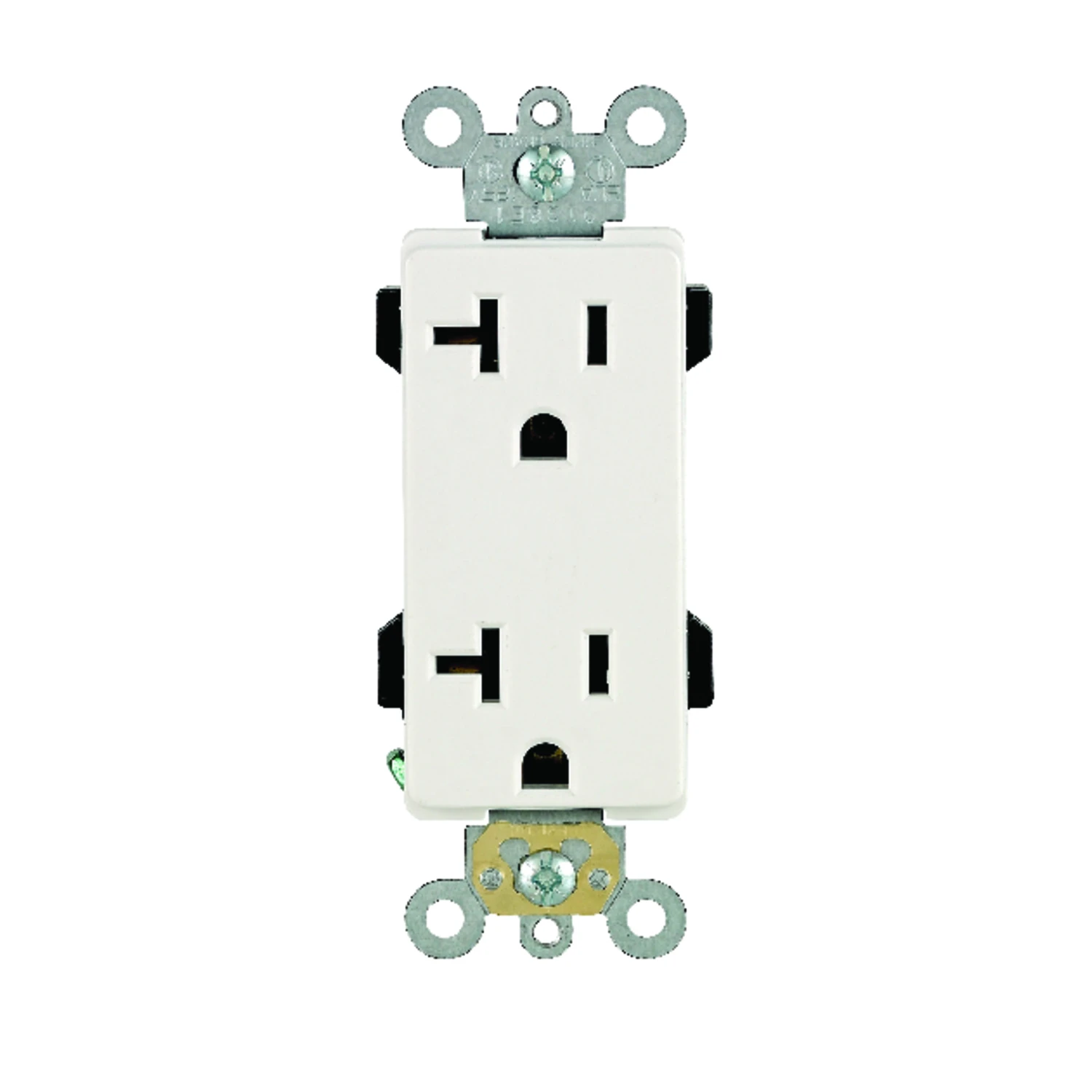 Decora Plus 20 Amp Industrial Grade Duplex Outlet, White