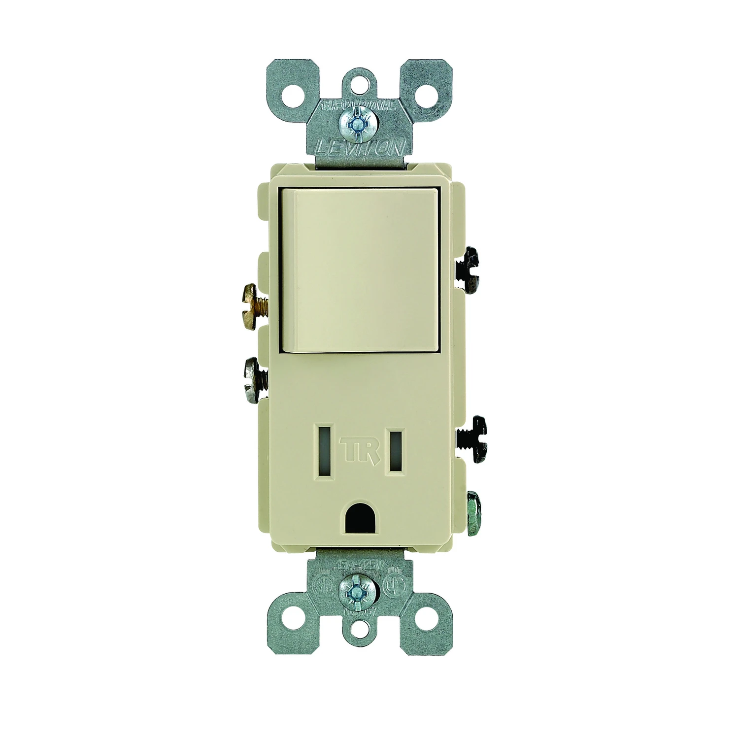 Leviton Decora 15 amps 125 volt Ivory Combination Switch/Outlet 5-15R 1 pk