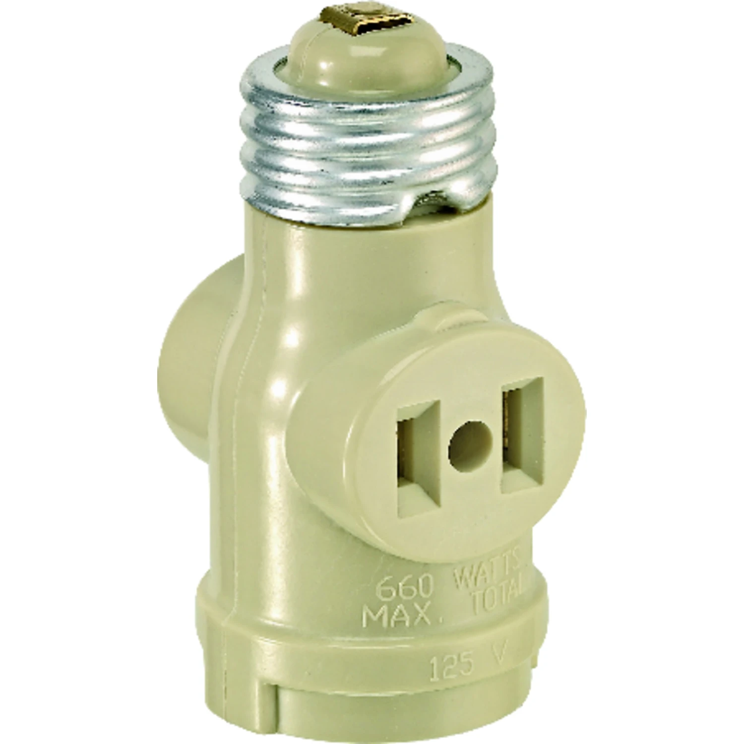 660-Watt 15 Amp 2-Outlet Socket Adapter, Ivory