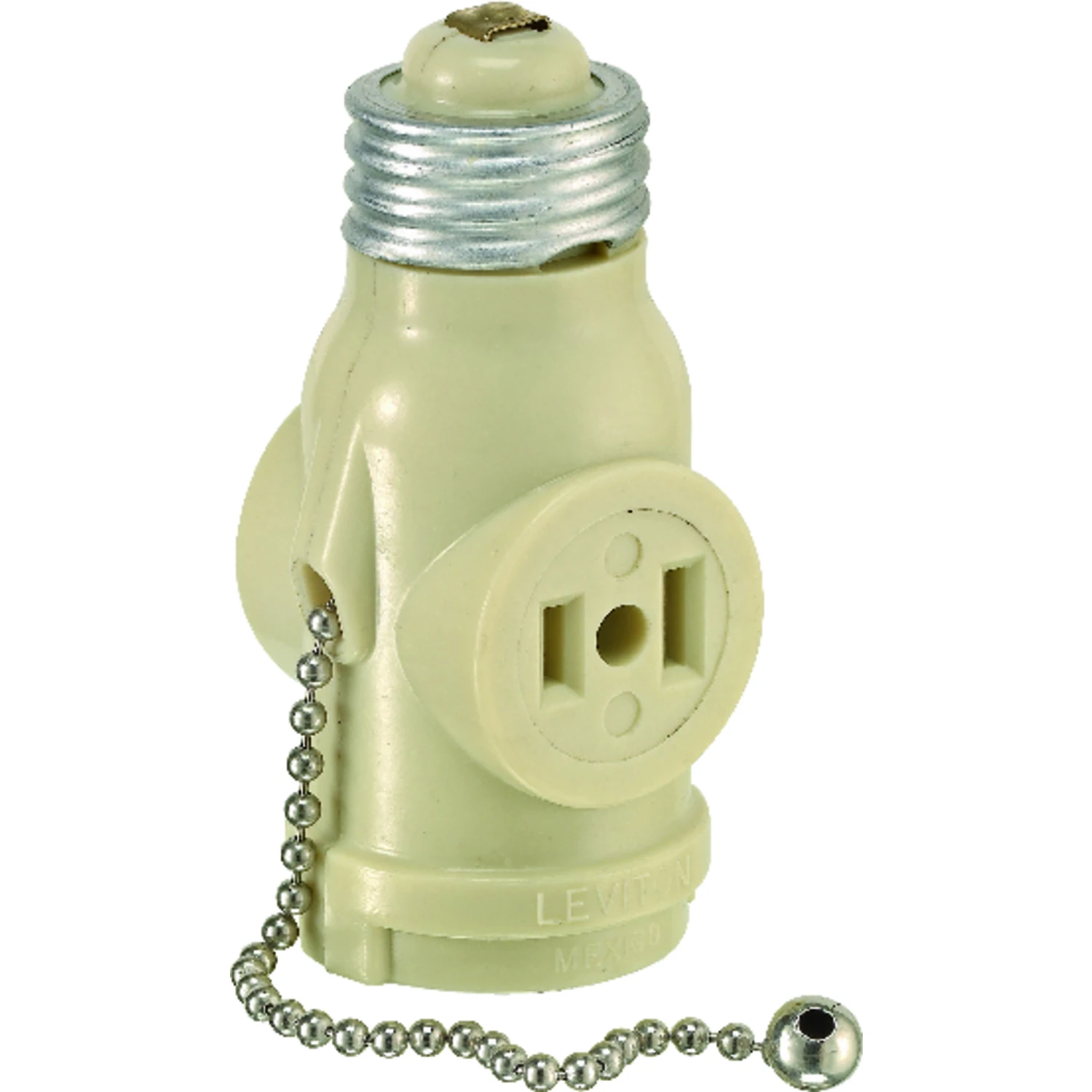 660-Watt 15 Amp 2-Outlet Socket Adapter with Pullchain, Ivory
