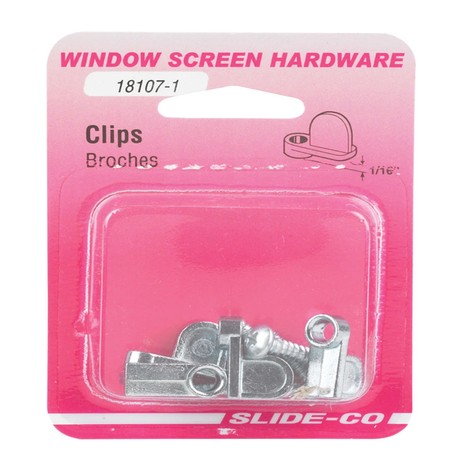 Screen Clips, 1/16in., Diecast, Silver, 8-Pk.