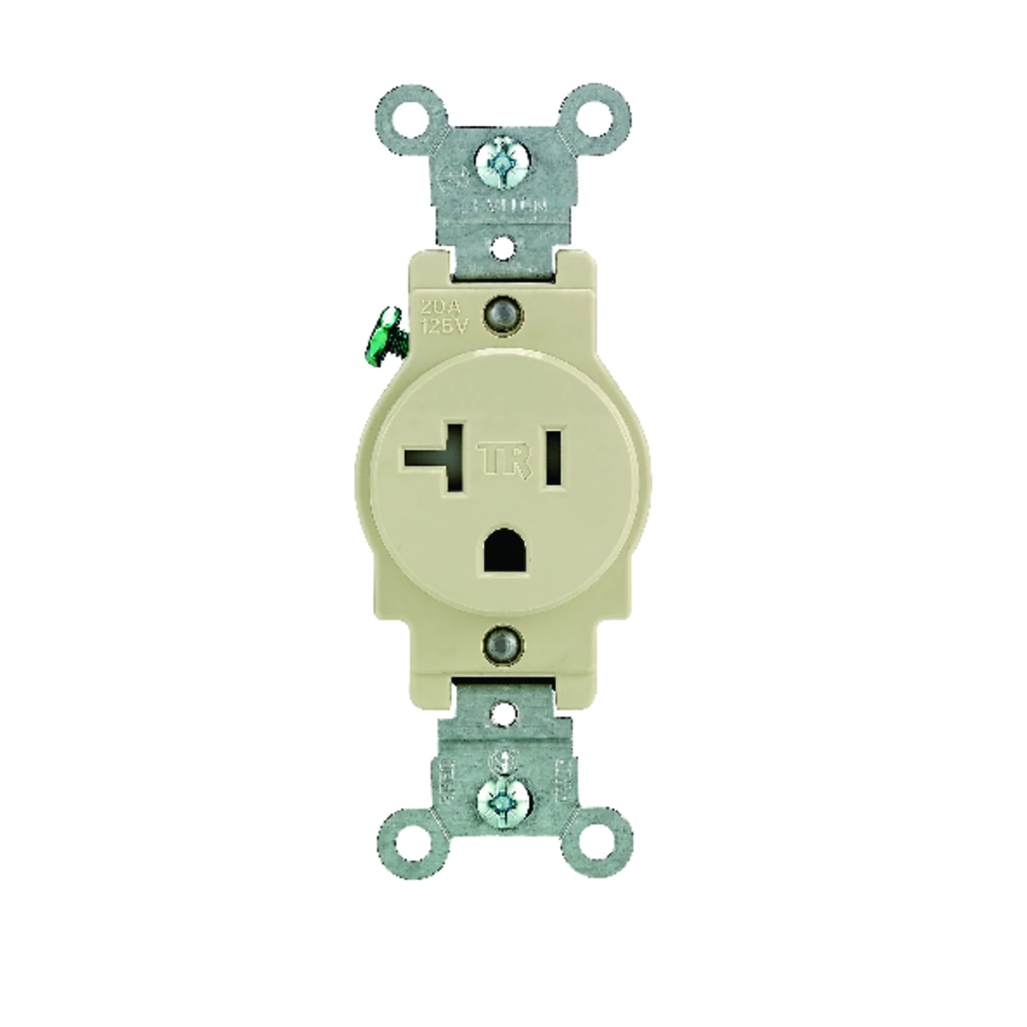 20 Amp Commercial Grade Tamper Resistant Single Outlet, Ivory