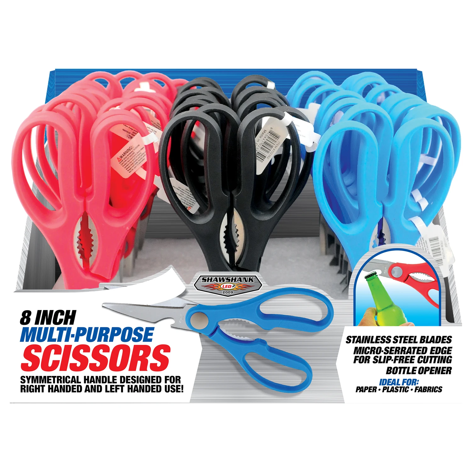 Cushion Grip Scissors, Stainless Steel Blades, 8 In.
