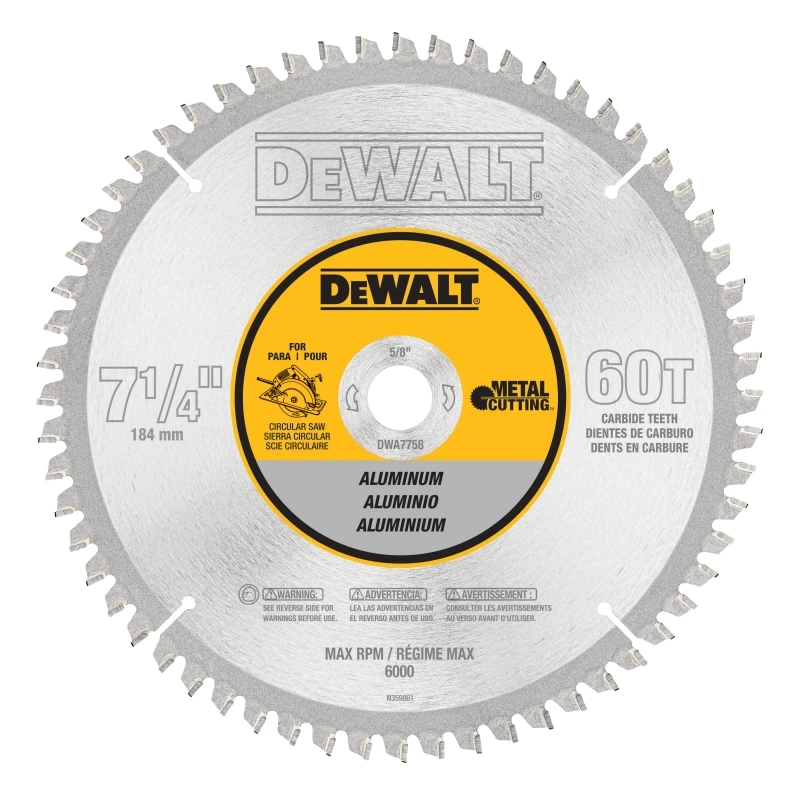 Aluminum Metal Cutting Blade, 5/8 In. Arbor, 60-Tooth x 7-1/4 In.