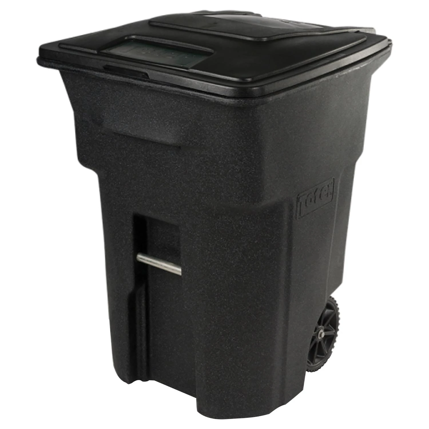 Wheeled Trash Can & Lid, Black, 48 Gallons