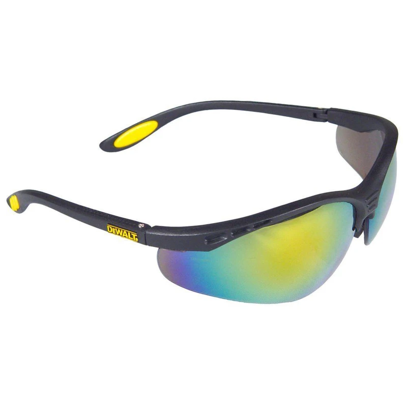 Reinforcer Pro Safety Glasses, Black Frame, Fire Mirror Lens