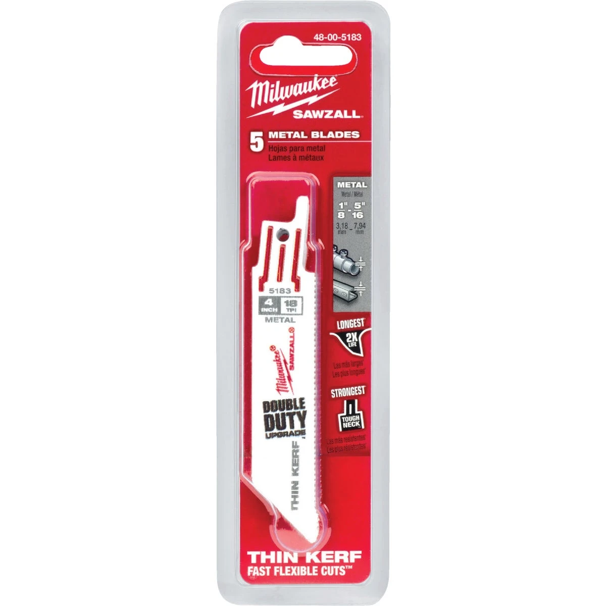 Sawzall Reciprocating Saw Blades, 18 TPI, 4 In., 5-Pk.