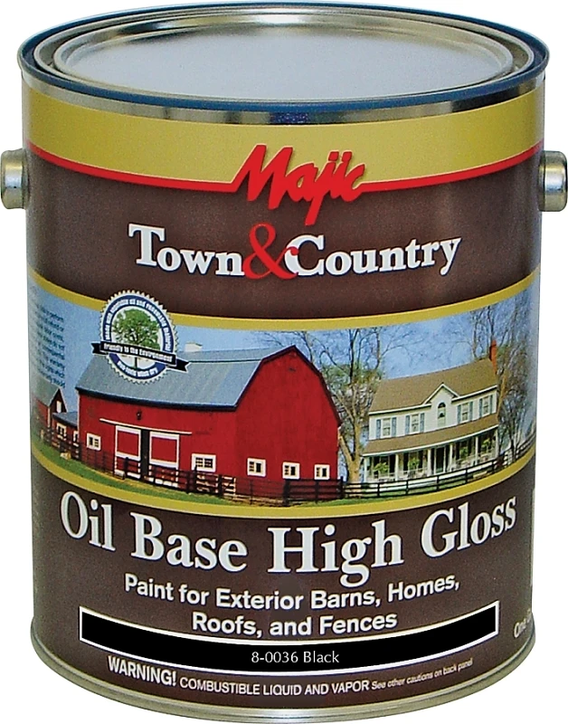Town & Country Barn & Fence Paint, High Gloss Oil Base, Black, Gallon