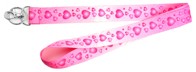 Lanyard With Metal Clip, Pink Hearts, 1 x 18 In.