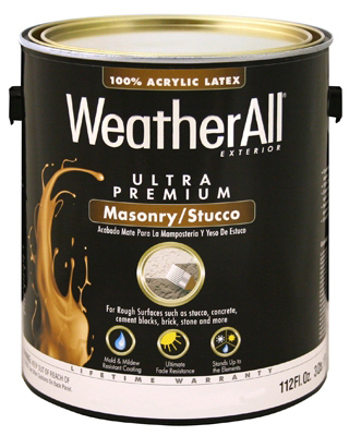 Masonry & Stucco Paint, Flat Tint Base, 1-Gal.