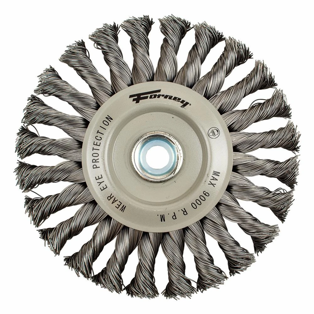 Forney Command Pro Wire Wheel Brush, 6" X .020" X 1/2" - 5/8" Multi Arbor