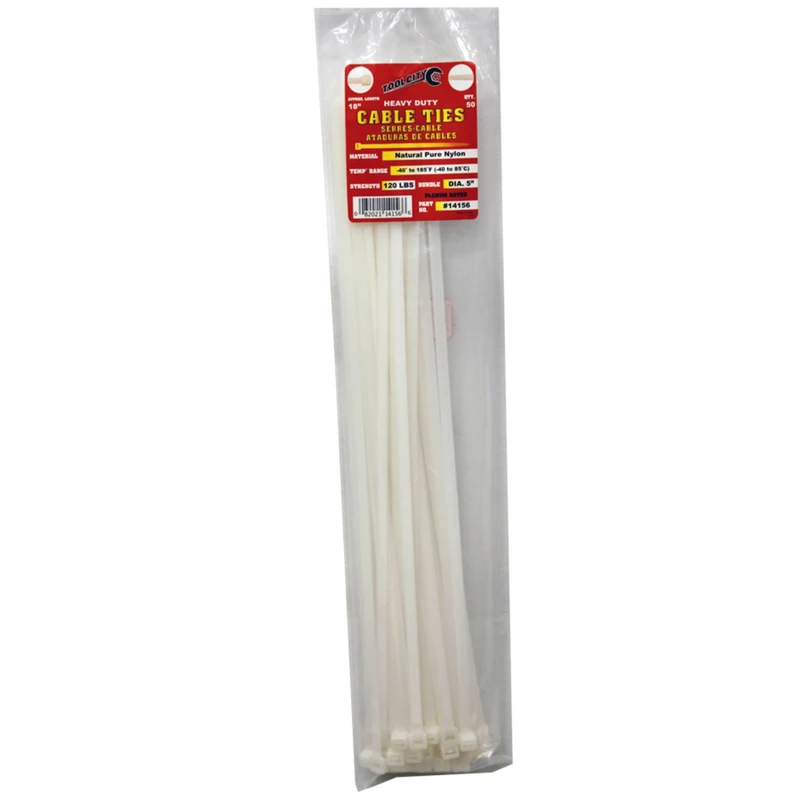 Tool City 18 in. L White Cable Tie 50 pk