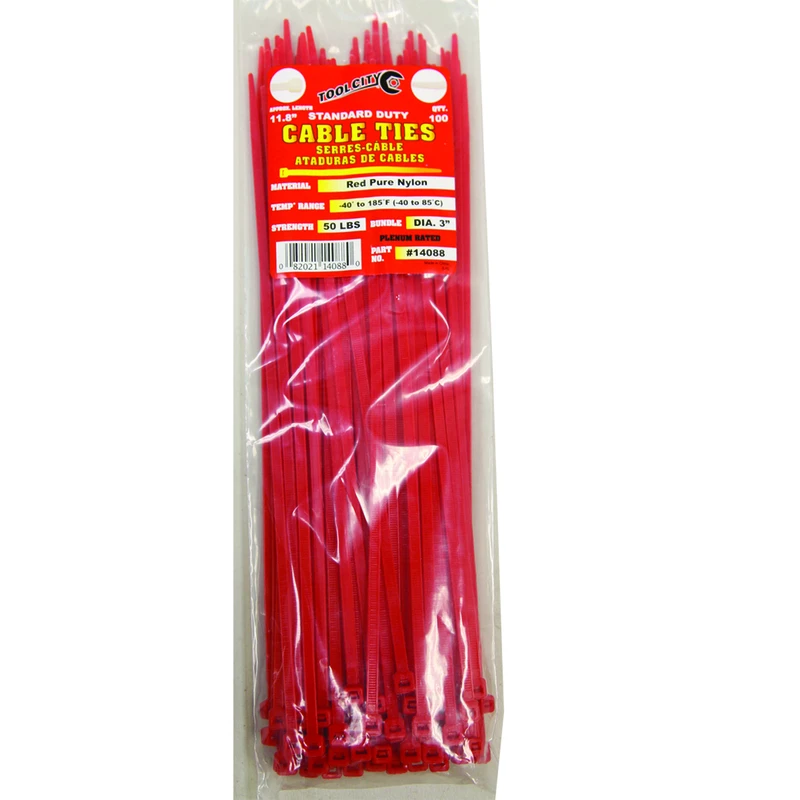 Tool City 11.8 in. L Red Cable Tie 100 pk