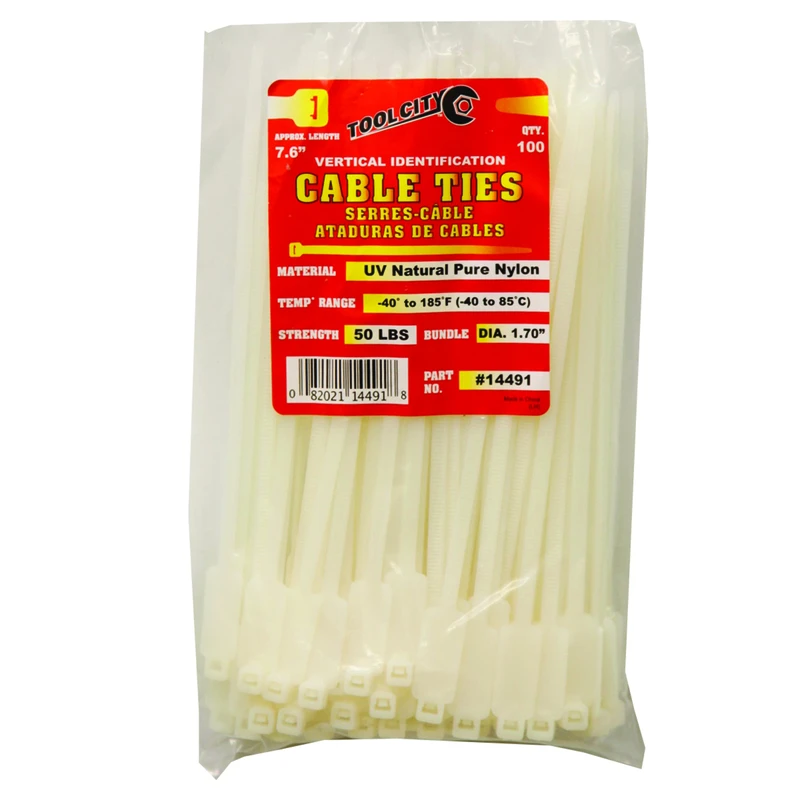 Tool City 7.6 in. L White Cable Tie 100 pk