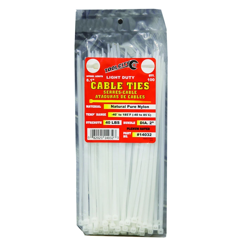 Tool City 8 in. L White Cable Tie 100 pk
