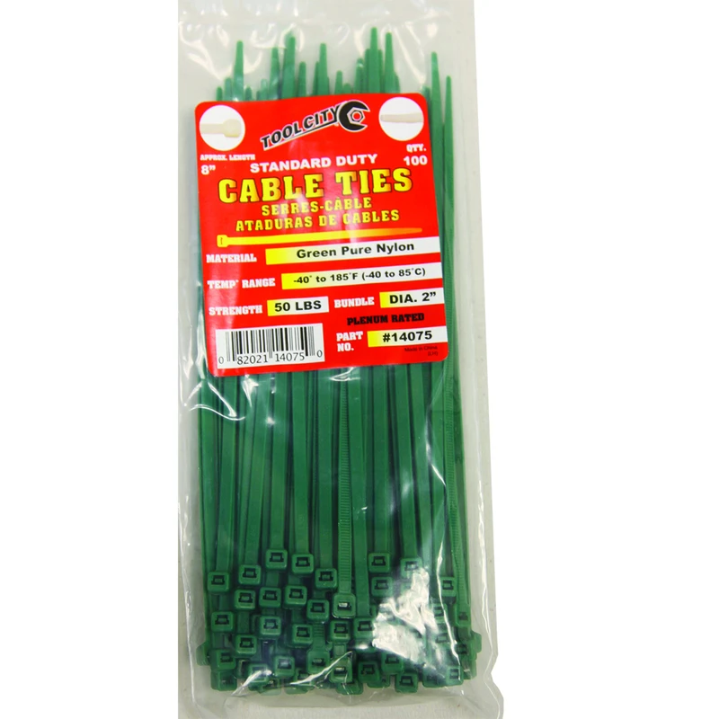Tool City 8 in. L Green Cable Tie 100 pk