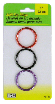 Split Key Rings, Assorted Colors, 3-Pk.