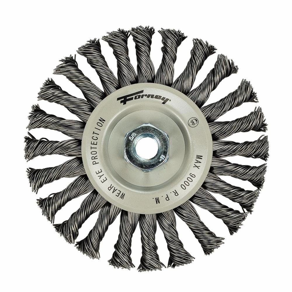 Forney Command Pro Wire Wheel Brush, 6" X .032" X 5/8"-11 Knotted