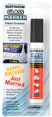 Temporary Glass Marker, Black, 2/3-oz.
