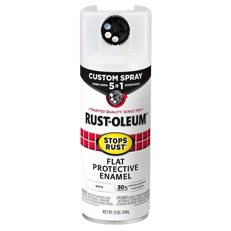 Stops Rust Custom Spray 5-in-1 Spray Paint, Flat White, 12 oz.