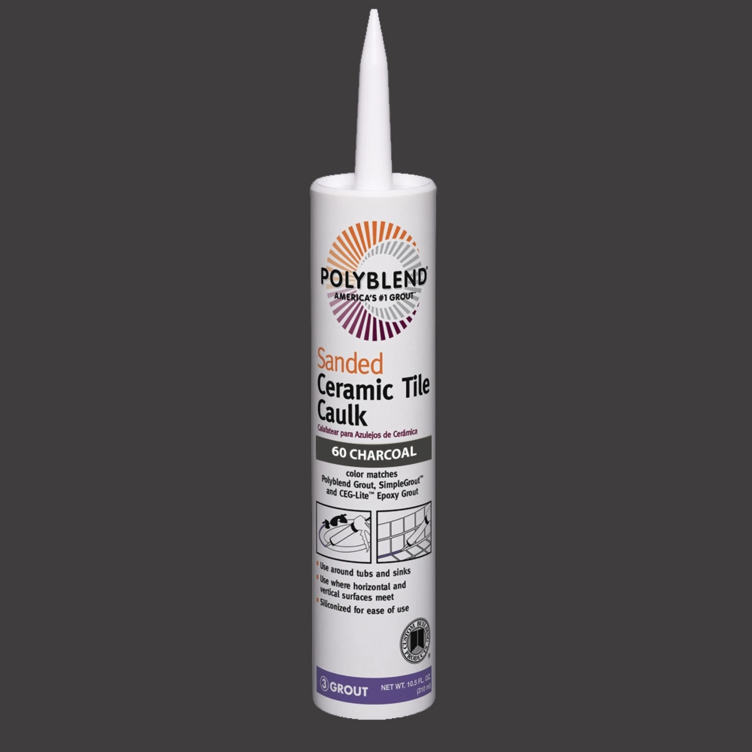 Polyblend Ceramic Tile Caulk, Sanded, Charcoal, 10.5 oz.