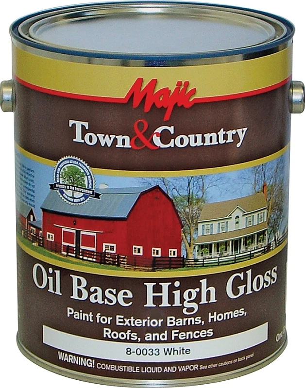 Town & Country Barn & Fence Paint, High Gloss Oil Base, White, Gallon