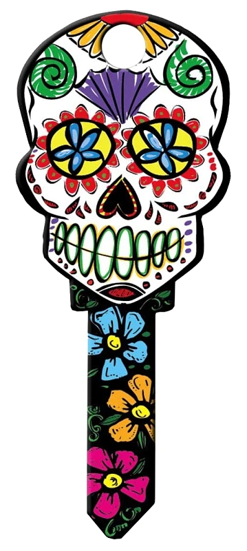 Skull Design Decorative House Key Blank Kw11, Brass, Enamel Coated