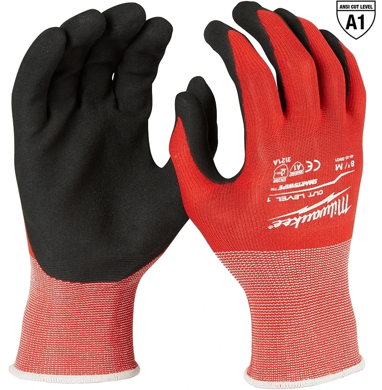 Medium Red Nitrile Dipped Work Gloves