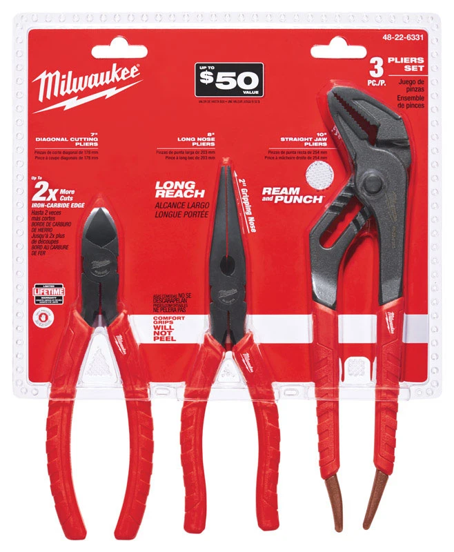 Comfort Grip Plier Set - 3-piece Forged Alloy Steel Pliers