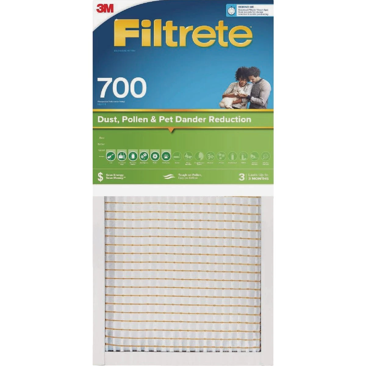20x25 x 1 In. Electrostatic Pleated Air Filter, 90 Days, 700 MPR