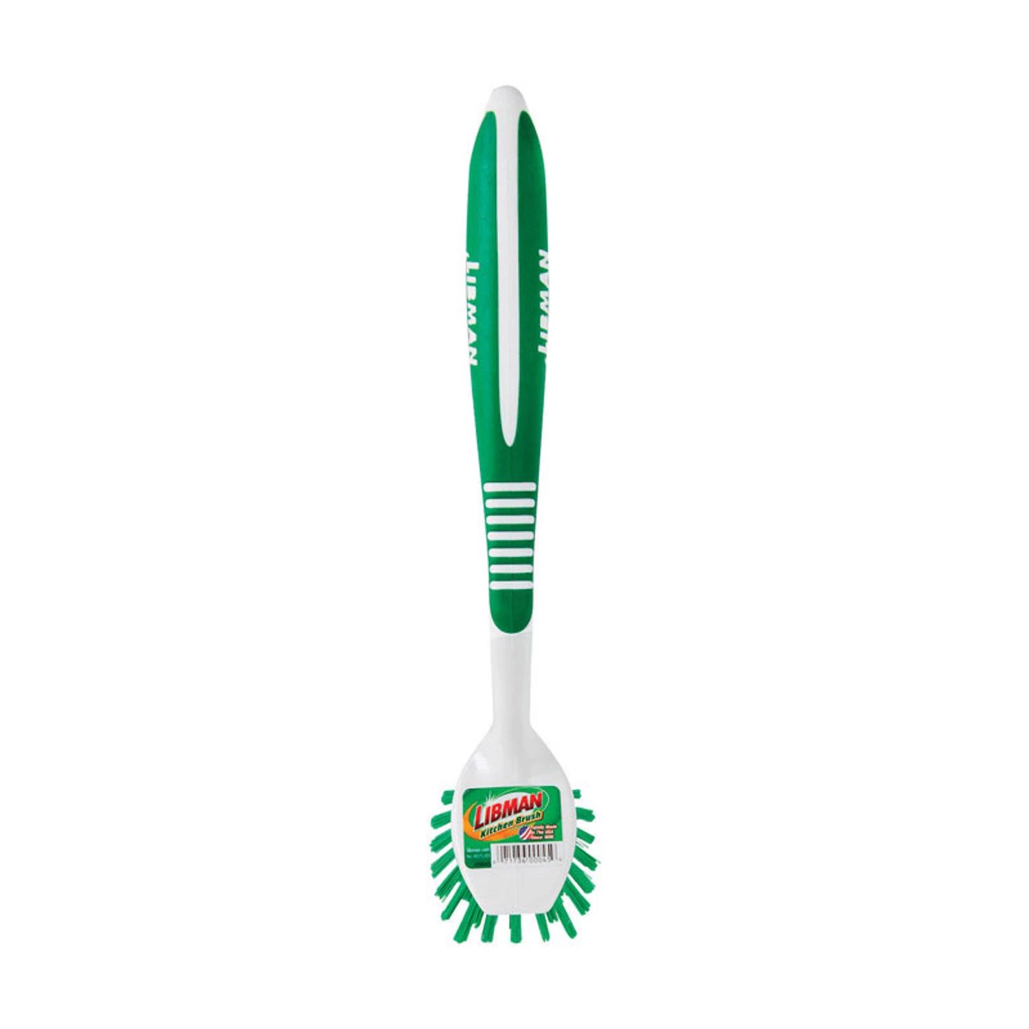 Ergonomic Dish Brush With Green Polymer Fibers And Scraper Edge, Model 45